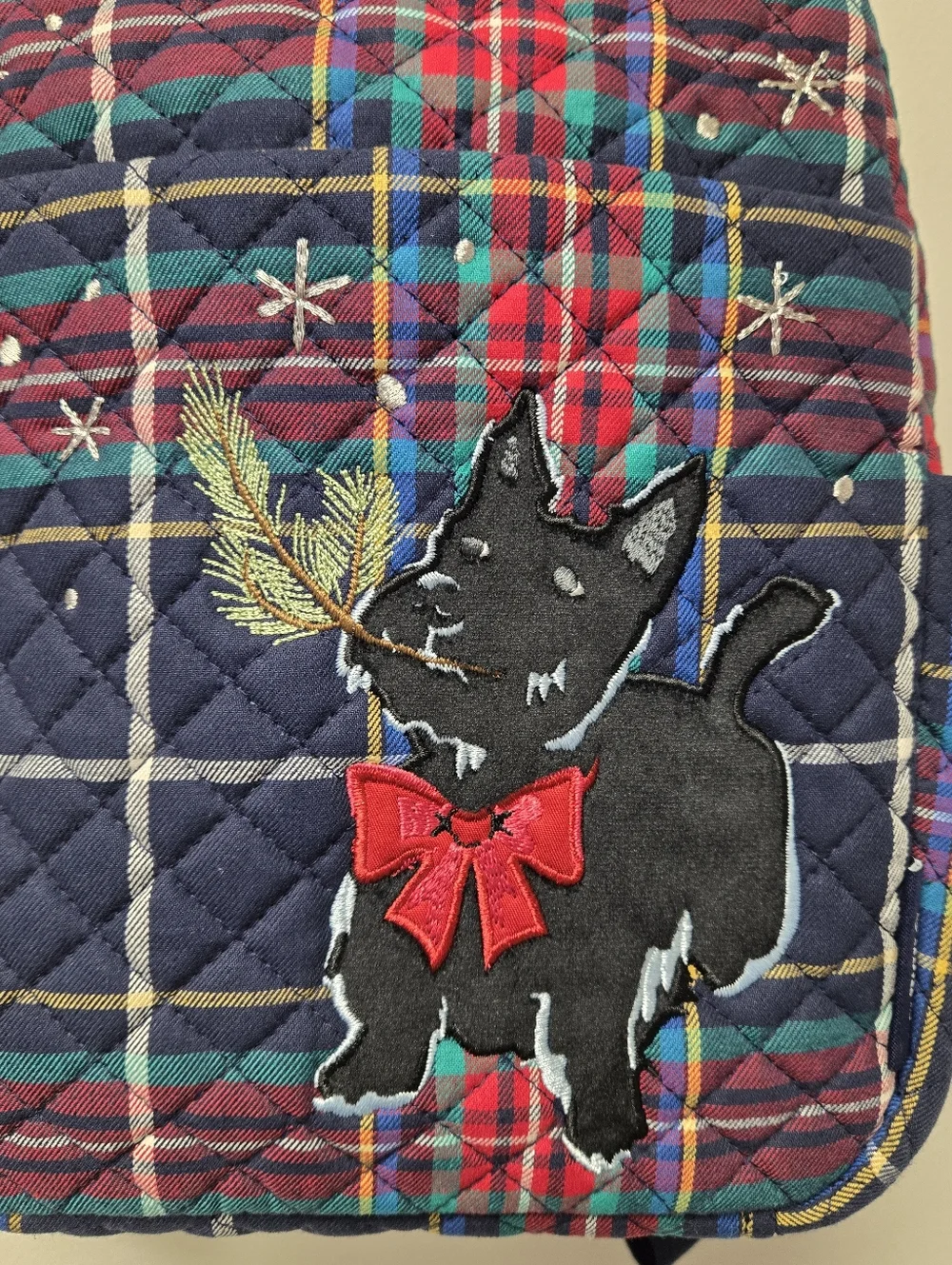 Vera Bradley Scottie Dog Navy Plaid Small Backpack